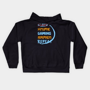 sleep x anime gaming ramen repeat Kids Hoodie